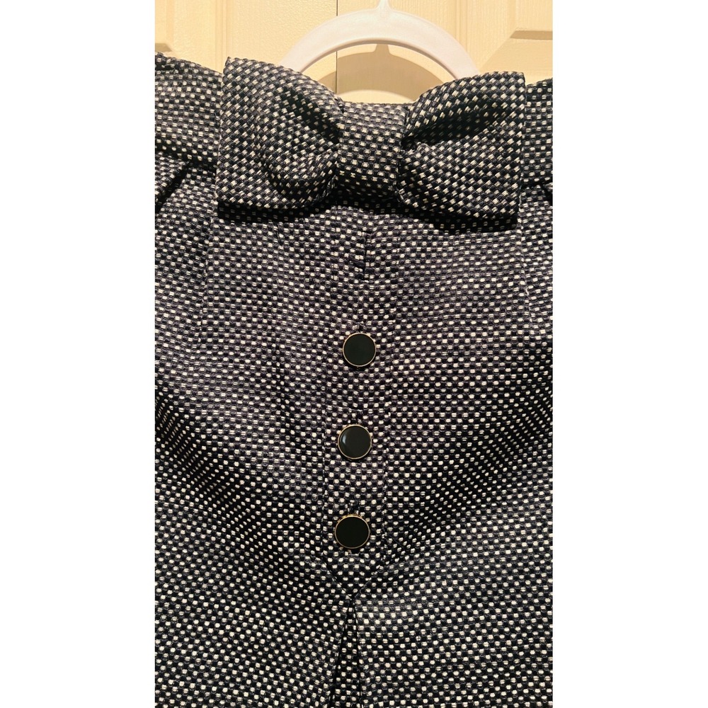 Anthropologie Leifsdottir Blue Tweed Skirt Button Front Bow Detail Lined - Picture 3 of 6